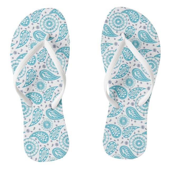 paisley teal pattern flip flops (Footbed)
