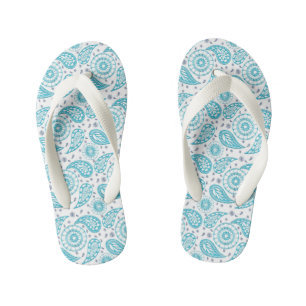 Paisley teal pattern. kid's flip flops