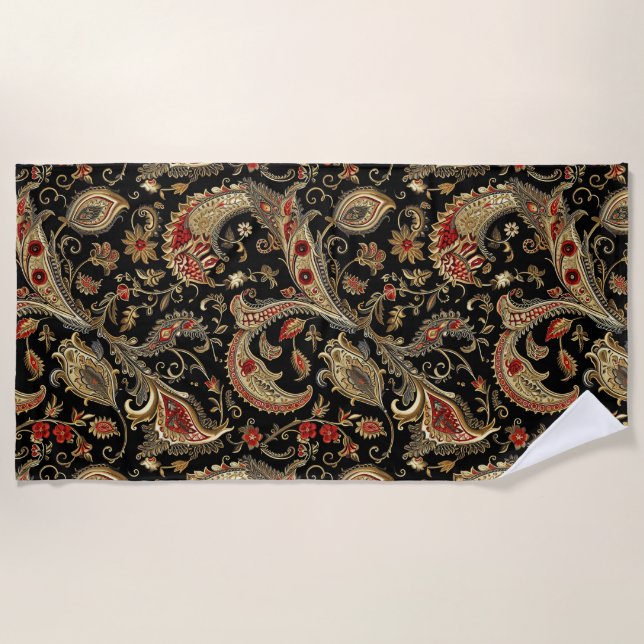 Paisley, Victorian, Gothic,  Beach Towel (Front)