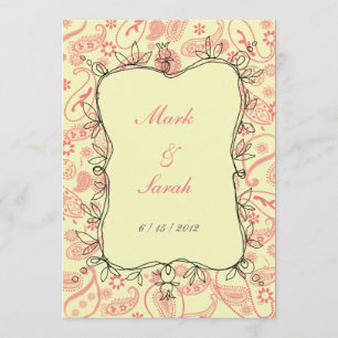 Paisley Vines Honeysuckle Pink Invitation