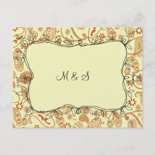 Paisley Vines Orange RSVP Card