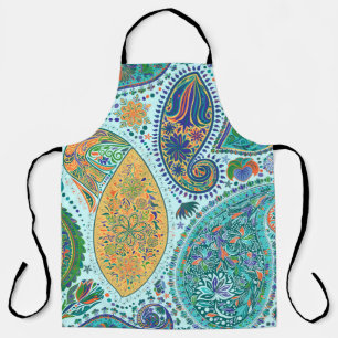 Paisley vintage floral motif ethnic seamless backg apron