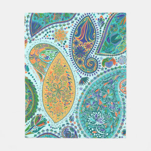 Paisley vintage floral motif ethnic seamless backg fleece blanket