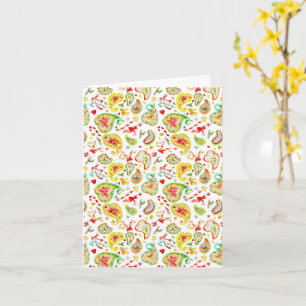 Paisley watercolor Christmas colourful custom Card