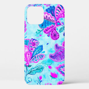 Paisley watercolor floral pattern tile: flowers, f iPhone 12 case