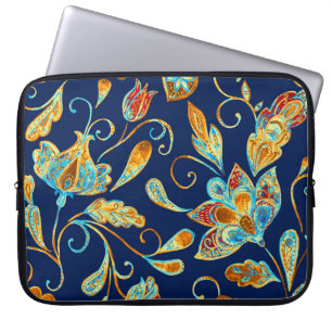 Paisley watercolor floral pattern tile: flowers, f laptop sleeve