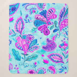 Paisley watercolor floral pattern tile: flowers, f sherpa blanket