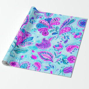 Paisley watercolor floral pattern tile: flowers, f wrapping paper