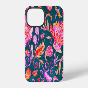 Paisley Watercolor Floral Pattern Tile iPhone 12 Case