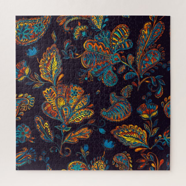 Paisley watercolor: floral pattern tile jigsaw puzzle (Vertical)