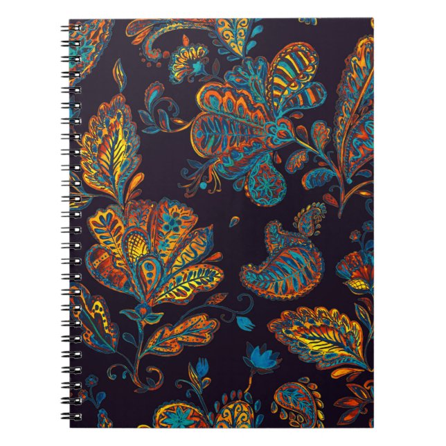 Paisley watercolor: floral pattern tile notebook (Front)