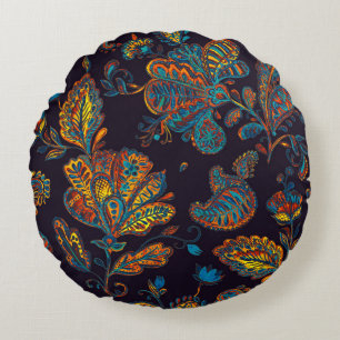 Paisley watercolor: floral pattern tile round cushion