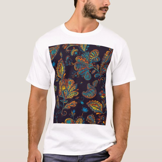 Paisley watercolor: floral pattern tile T-Shirt (Front)