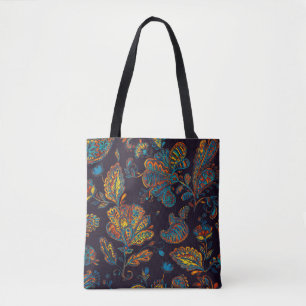 Paisley watercolor: floral pattern tile tote bag