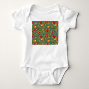 Paisley watercolor flowers, seamless Indian motif. Baby Bodysuit