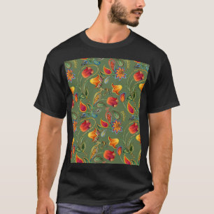 Paisley watercolor flowers, seamless Indian motif. T-Shirt
