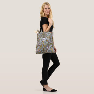 Paisley with customised alphabet monogram tote bag