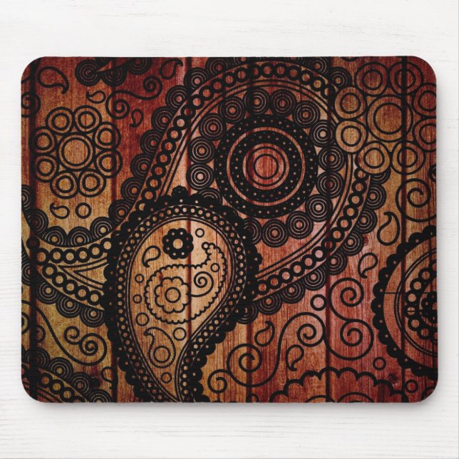 paisley wood panels mouse mat (Front)