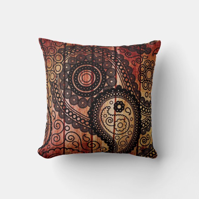paisley wood panels pillow (Front)