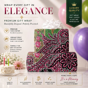 Paisley Wrapping Paper Pink Floral Gift Wrap