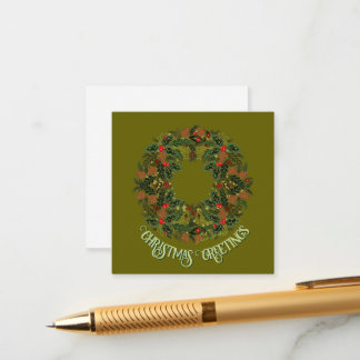Paisley Wreath on Green Enclosure Christmas Card