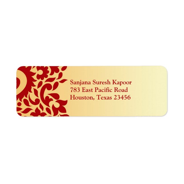 Paisleys Elegant Indian Return Address Label (Front)