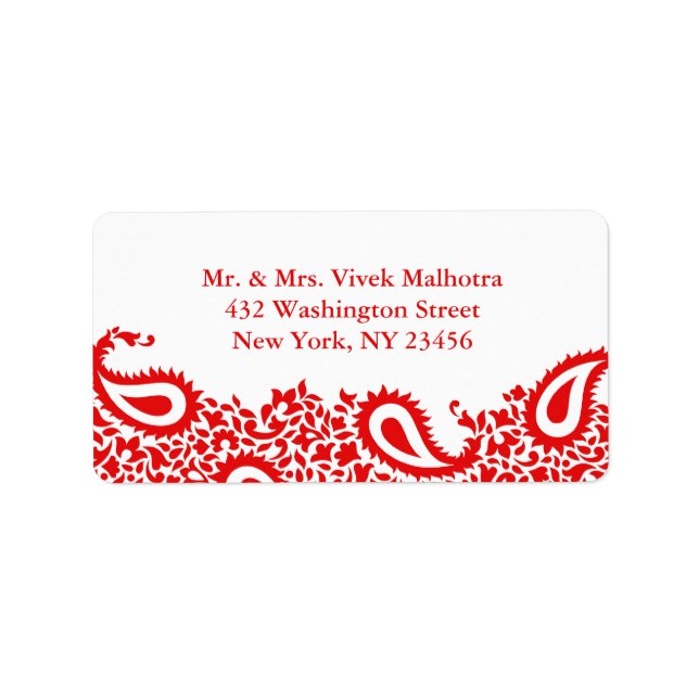 Paisleys Elegant Indian Shipping Address Label (Front)