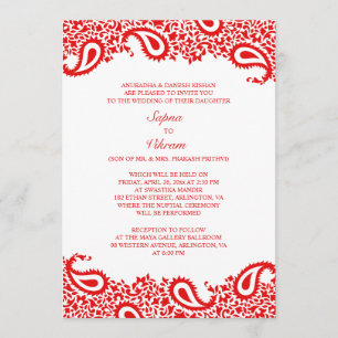 Paisleys Elegant Indian Wedding Flat Invitation