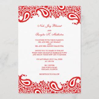 Paisleys Elegant Indian Wedding Flat Invitation