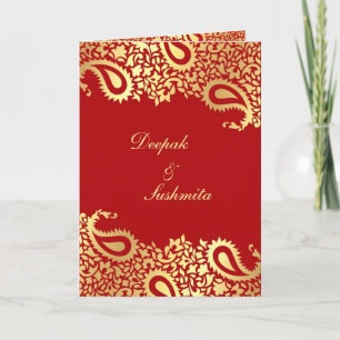 Paisleys Elegant Indian Wedding Folded Invitation