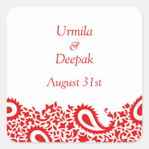 Paisleys Elegant Indian Wedding Sticker