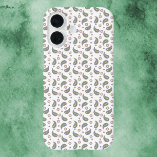 Paisly Flower Dots Green Pink Purple iPhone 16 Case