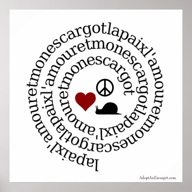 Paix, l'amour et mon escargot poster (Front)