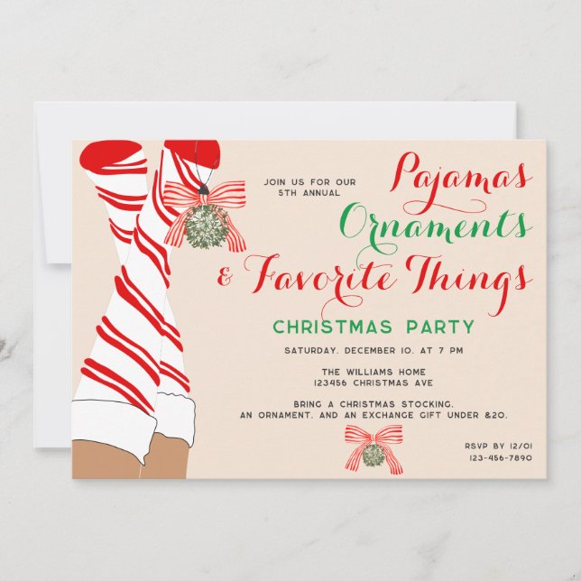 Pajama Favourite Things Christmas Gift Secret Sant Invitation (Front)