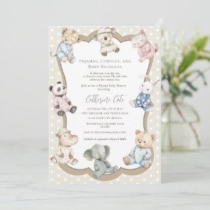 Pajama Party Animal Theme Baby Shower  Invitation