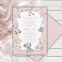 Pajama Party Animal Theme Pink Baby Shower 