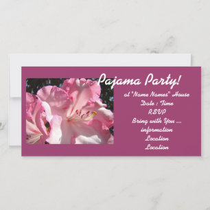 Pajama Party! invitations cards Pink Rhodies Girls