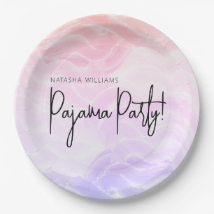 Pajama Party Pastel Pink Purple Elegant  Paper Plate