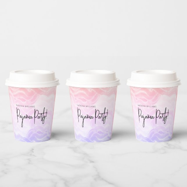Pajama Party Pastel Pink Purple Modern Artsy Paper Cups (Multi)