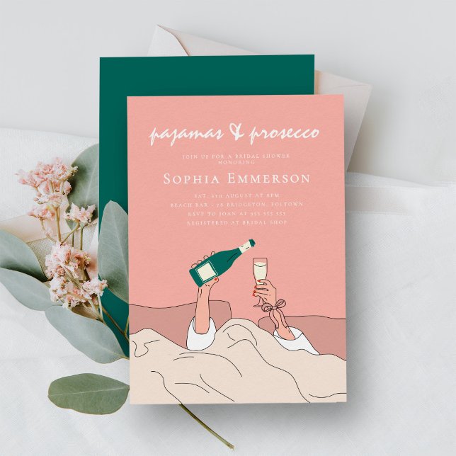 Pajama Party PJ and Prosecco Bridal Shower Invitation (Creator Uploaded)