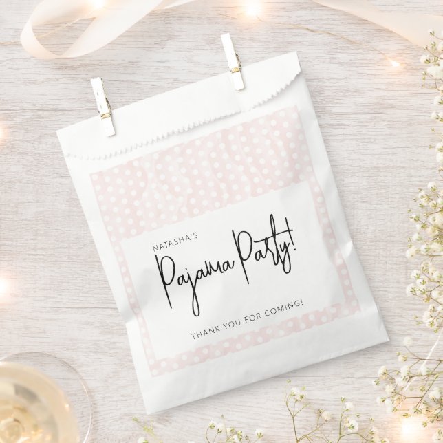 Pajama Party Polka Dots Soft Pink  Favour Bags (Clipped)