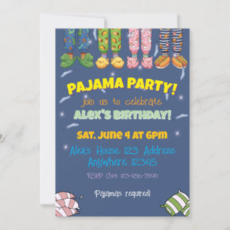 Pajama Party Silly PJs and Slippers Birthday Invitation