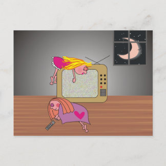 Pajama Party Sleeping Girls and Moon Postcards