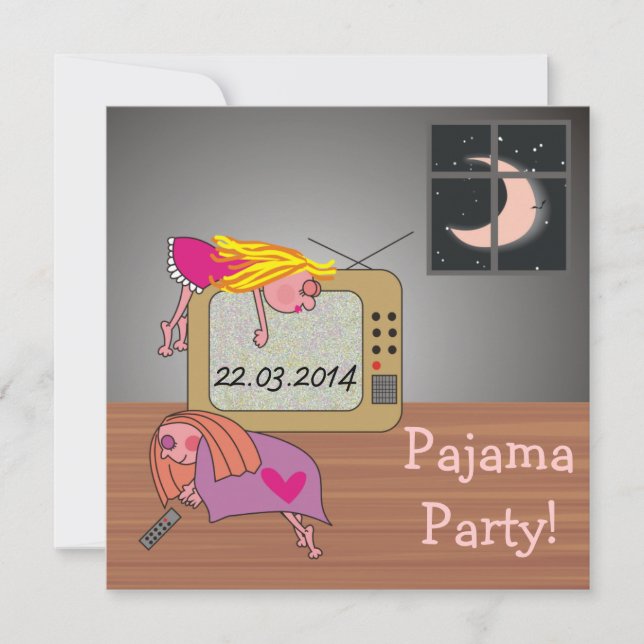 Pajama Party Sleeping Girls Cute Invitations (Front)