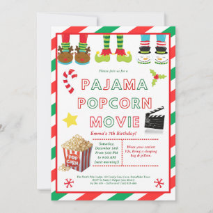 Pajama Party Sleepover Birthday Movie Night Invitation