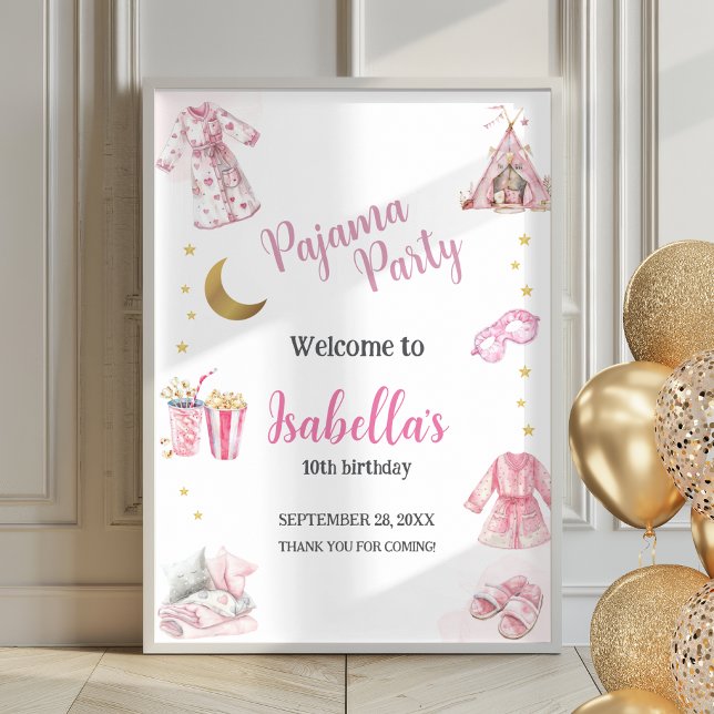 Pajama Party Sleepover Party Poster Welcome Sign (Creator Uploaded)