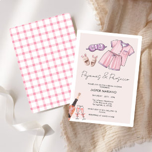 Pajama Party Slumber PJ Prosecco Bridal Shower Invitation