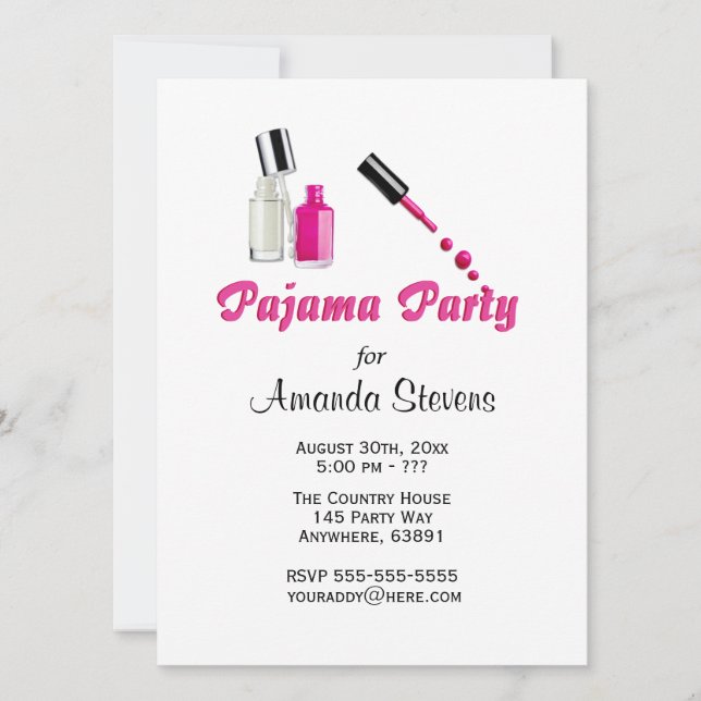 Pajama Party Unique Girls Birthday  Invitation (Front)