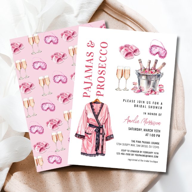 Pajama PJ & Prosecco Party Slumber Bridal Shower Invitation (Creator Uploaded)