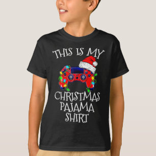 Pajama Shirt Video Game Controller Santa Hat Gamer